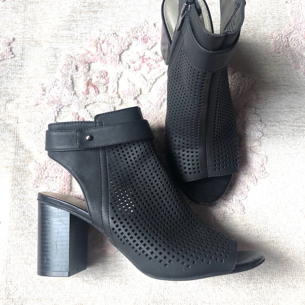 ANA black peep toe booties